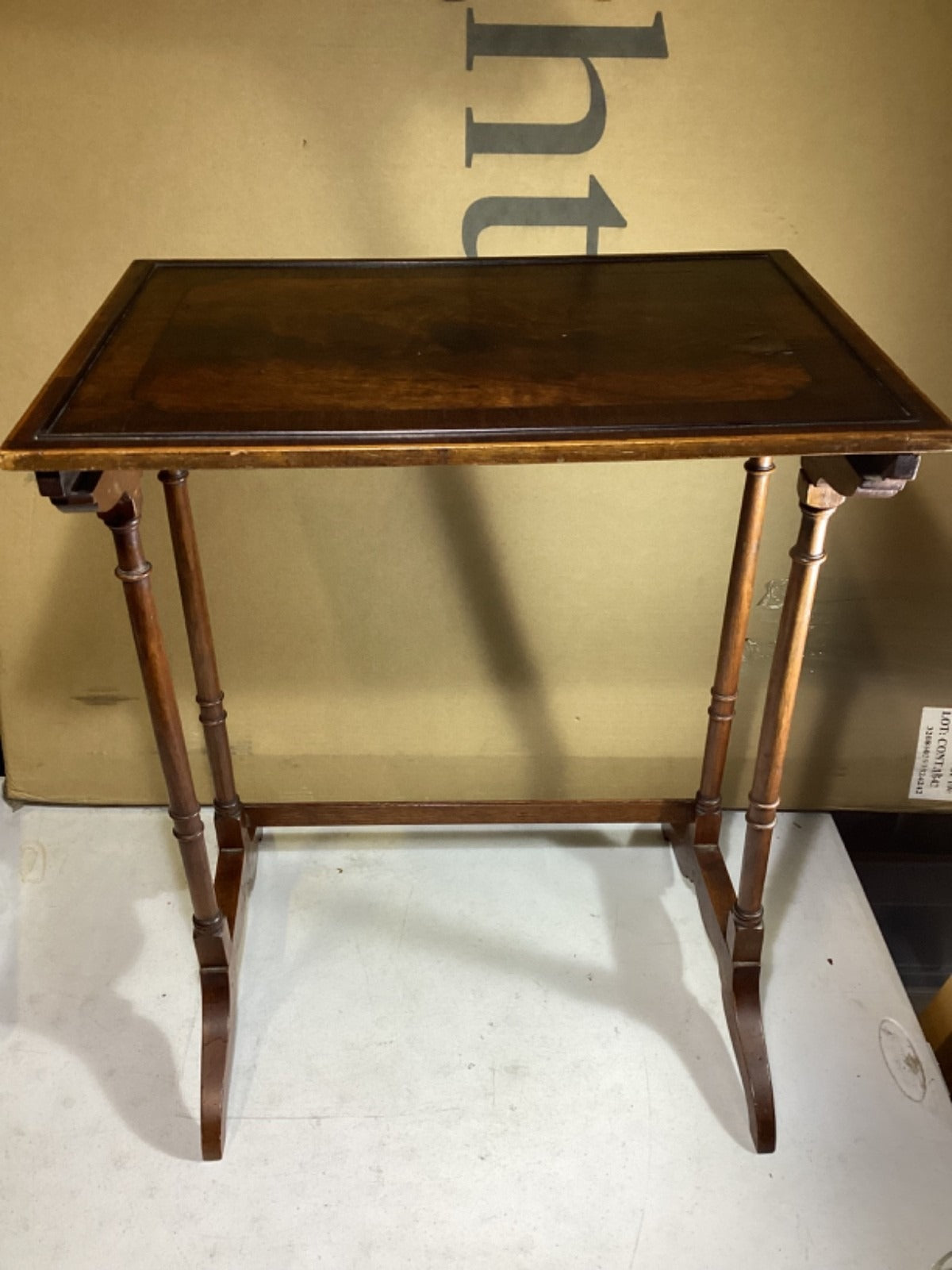 1950’s Style French Mahogany End Table 23.25”T 19”L 14.5