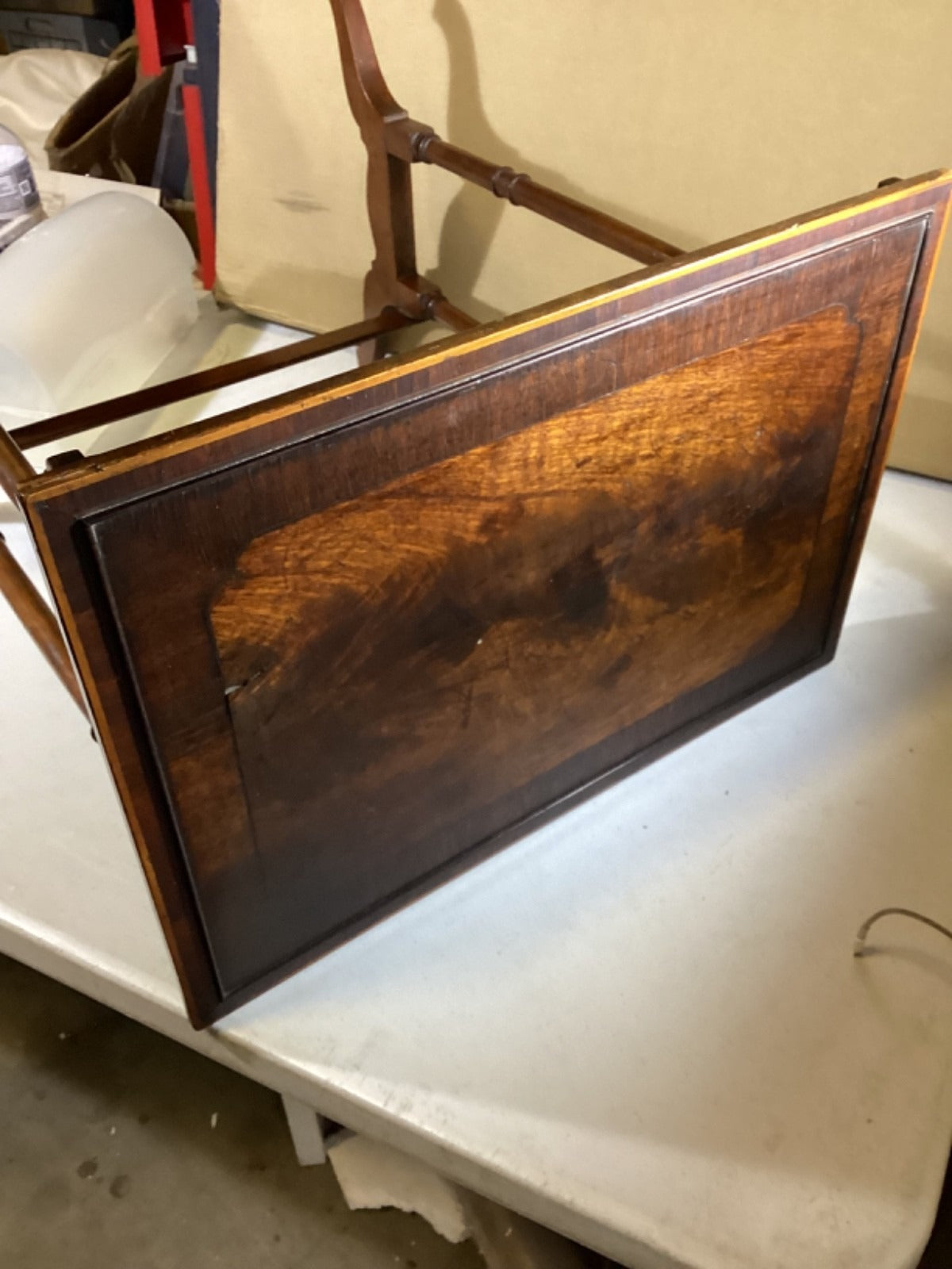1950’s Style French Mahogany End Table 23.25”T 19”L 14.5